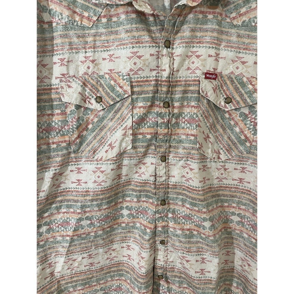 Wrangler Aztec Southwestern Print Pearl Snap Button Up Shirt Size XL Cotton - Picture 7 of 7